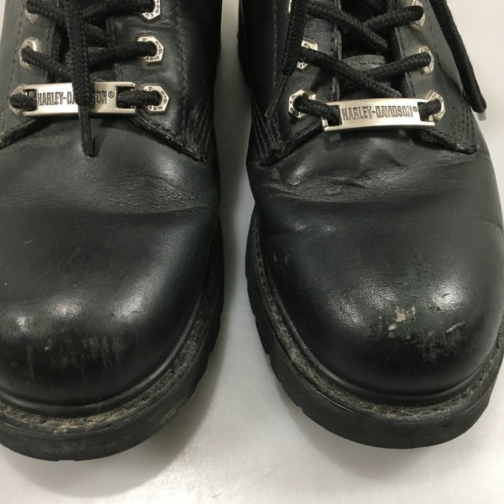Harley Davidson 8 Black Leather Motorcycle Ankle Boots 91017 - Picture 3 of 9